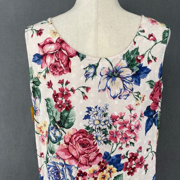 Vtg 80s 90s NOS Brights Creek Cottage Garden Midi Dress Romantic Boho 14? Floral - Picture 8 of 15